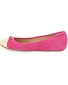 Diane von Furstenberg Bonita Cap-Toe Looped Bow Ballet Flat - Lyst