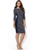 Lauren Ralph Lauren Three Quarter Sleeved Jersey Dress - Lyst