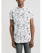 Topman White Crackle Print Short Sleeve Casual Shirt - Lyst