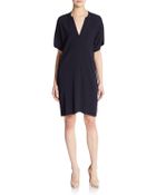 Vince V-Neck Silk-Trimmed Dress - Lyst