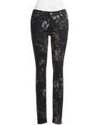 7 For All Mankind Floral Patterned Skinny Jeans - Lyst