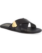 Versace Crossed Leather Sandals - Lyst