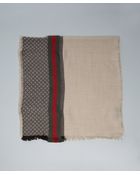 Gucci Beige Woolsilk Diamante Pattern Web Stripe Scarf - Lyst