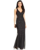 Adrianna Papell Sleeveless Beaded Mermaid Gown - Lyst