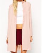 Asos Satin Collar Longline Blazer - Lyst