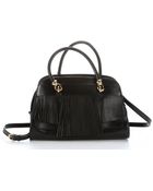 Tod's Black Leather Fringe Detail Top Handle Bag - Lyst