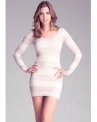 Bebe Metallic Stripe Dress - Lyst