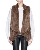 H Brand 'Audra' Rabbit Fur Knit Drape Gilet - Lyst