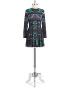 Nicole Miller Patterned Fit And Flare Dress - Lyst