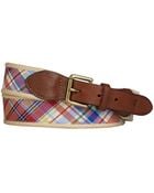 Polo Ralph Lauren Madras Cotton Leather Belt - Lyst