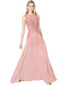 Elie Saab Silk Blend Crepe Cady Lace Tulle Dress - Lyst