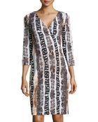 Diane von Furstenberg Long-Sleeve Snake-Print Wrap Dress - Lyst