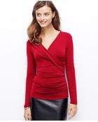 Ann Taylor Petite Crepe Wrap Top - Lyst