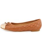 Andrew Stevens Lalo Quilted Metallic Cap-Toe Ballet Flat - Lyst