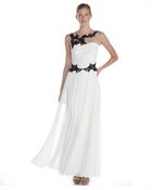 Notte By Marchesa Ivory Crepe Illusion Neck Beaded Gown - Lyst