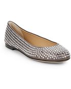 Giuseppe Zanotti Crystal-Studded Leather Ballet Flats - Lyst