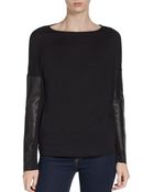 Michael Stars Boatneck Leather-Paneled Top - Lyst