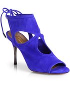 Aquazzura Suede Cutout Sandal Heels - Lyst