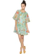 Gaowei+xinzhan Floral Printed Viscose Satin Dress - Lyst