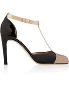 Valentino Paneled Patent-Leather Pumps - Lyst