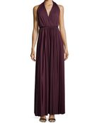Halston Heritage Plisse Jersey Halter Gown - Lyst