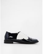 F-troupe Patent Navy Butterfly Lace Up Flat Shoes - Lyst