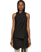 Helmut Lang Black Crepe Draped_Front Ascend Blouse - Lyst