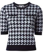 Carven Short Sleeve Houndstooth Sweater - Lyst