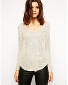 Lipsy Iridescent Sequin Sweater With Chiffon Back - Lyst
