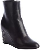 Dior Black Leather 'Cannage Day Wedge' Ankle Boots - Lyst