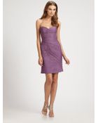 Ml Monique Lhuillier Silk Chiffon & Lace Strapless Cocktail Dress - Lyst