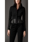 Burberry Wool Blend Peplum Jacket - Lyst