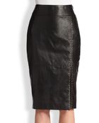 Alexander McQueen Stud-Detail Leather Pencil Skirt - Lyst