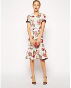 Asos Pencil Dress In Floral And Spot Jacquard - Lyst