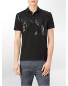 Calvin Klein Slim Fit Gradient Linear Print Cotton Polo Shirt - Lyst