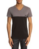 Diesel Michael Grey And Black V-Necked T-Shirt - Lyst