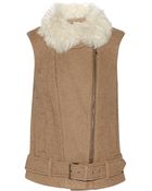 Rebecca Taylor Shearling-Trimmed Twill Vest - Lyst