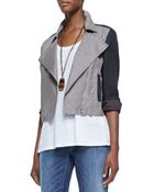 Eileen Fisher Coated Moto Asymmetriczip Jacket - Lyst