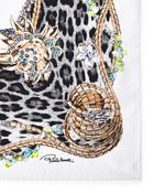 Roberto Cavalli Bejeweled Animal Print Silk Scarf - Lyst