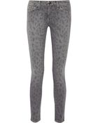 Current/Elliott The Ankle Skinny Leopard-Print Mid-Rise Jeans - Lyst
