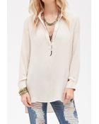 Forever 21 Collared Tunic Blouse - Lyst