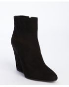 Prada Black Suede Side Zip Wedge Heel Ankle Boots - Lyst