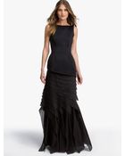 Halston Satin Ruffled Gown - Lyst