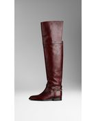 Burberry Buckle Detail Over-The-Knee Boots - Lyst