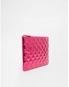 Asos Metallic Quilted Clutch Bag - Lyst