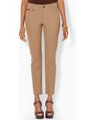 Lauren by Ralph Lauren Stretch-Cotton Skinny Pant - Lyst