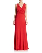 Vera Wang Ruched Jersey Gown - Lyst