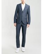Topman Blue Textured Skinny Fit Suit Jacket - Lyst
