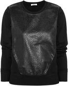Helmut Lang Leather-Paneled Stretch-Ponte Sweatshirt - Lyst