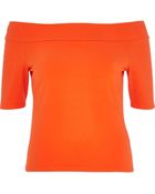 River Island Red Bardot Top - Lyst